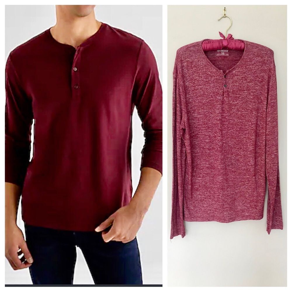 Express Long Sleeve super soft Heathered Henley